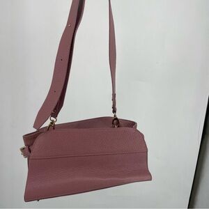 Anna Paola Pink Pebbled Leather Suede Crossbody Purse Bag Mauve Feminine Cute